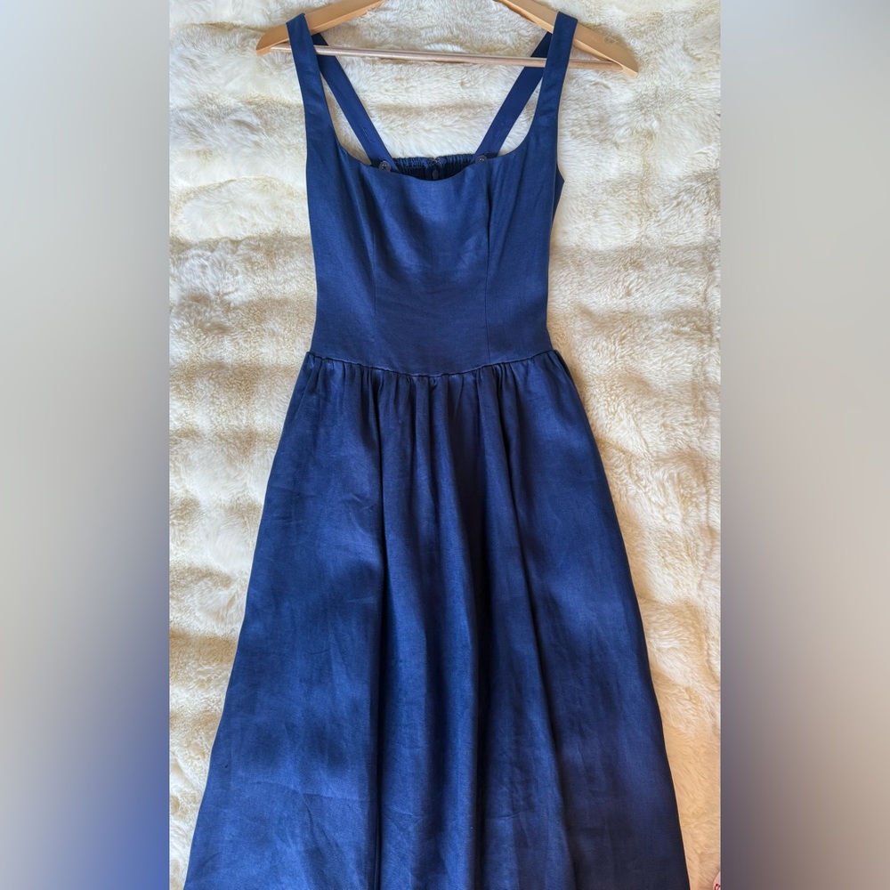 Reformation Janu Linen Dress In Danube, brand new, never worn, no flaws. - Picture 8 of 16